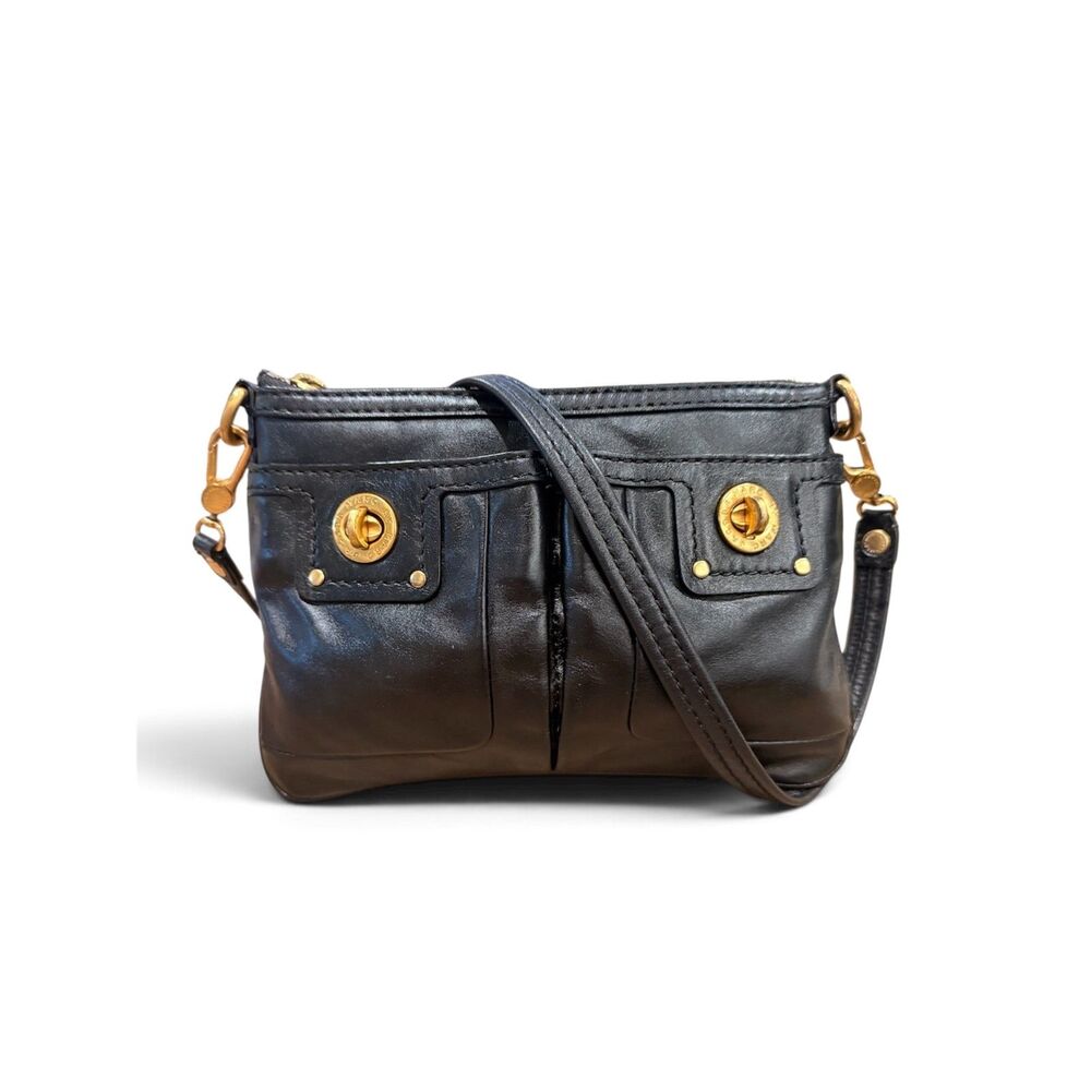 Marc by Marc Jacobs Black Leather Totally Turnlock Percy Crossbody Bag